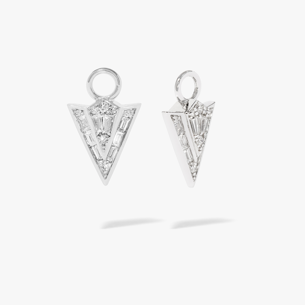 Flight 18ct White Gold Arrow Diamond Earring Drops | Annoushka jewelley